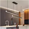 Подвесные лампы скандинавские минималистские длинные светодиодные светодиодные светильники Офисный обеденный стол кухонный батон