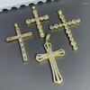 Pendant Necklaces Fashion Metal Plated Gold Zircon Hip Hop Cross Pendants Sparkling Fine Crystal Charms For Religion Necklace Jewelry