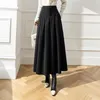 Röcke Vintage Winterwolle Lange für Frauen Streetwear High Taille Plisse
