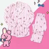 Cartoon a strisce per sonno femminile simpatico per pigiami set di camicie per le camicie da casa kawaii abito da casa abitudine femminile estate coreane abiti coreani