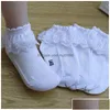 Kids Socks Short Cotton Lace Ruffle Princess Mesh Sock For Infant Baby Girls Boys Children White Pink Blue Little Girl Drop Delivery M Ot81P