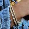 Tennis Womens Armband Hip Hop Trendy AAAADD Cubic Zirconia Sier Color Teen Girl Crystal Chain On the Hand Wedding Jewelry H086 Drop OT5GF