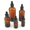 1pc Lege Druppelflesje Amber etherische olie Glas Aromatherapie Vloeistof Bruin 5-50ml Druppel voor massage Pipetflessen Hervulbaar