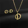 Pendant Necklaces A-Z 26 charm Initial Necklace And Stud Earrings Jewelry Sets Alphabet Pendant Chain Letter mom Gifts Drop Shipping