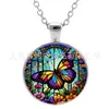 Colliers pendants Collier Blue Purple Magic Butterfly Beautifier Insecte Fleurs Gemme Bijoux à la main Bijoux à la main