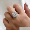 Bandringen luxe ontwerper diamantring voor vrouw wo 925 Sterling Sier 8a kubieke zirconia ijs uit ronde sqaure verloving bruiloft e dhtym