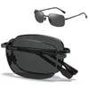 Sunglasses New Folding Mens Metal Sunglasses Photoelectric Retro Sunglasses Color Change Mens Driving Glasses UV400 Oculos De SolL240403