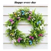 Fleurs décoratives Couronnes de printemps pour couronne de porte d'entrée avec papillon Garland Signe artificiel décoration rustique welc-ome maison
