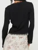 T-shirts pour femmes Femmes Y2K Cardigan à manches longues Open Front Crops Crops Cute Lace Flare Shirt for Party Streetwear
