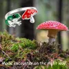 Bonnes ouvertes de champignons verts-frog-rouge pour les femmes mignonnes mignonnes bijoux esthétique de grenouille colorée pour le nouvel an du Nouvel An