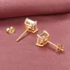 S925 Silver Square Zircon Stud Oreads Fine Fashion Classic Four Claw Princess Diamond Jewelry