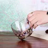 Vinglasglasögon Milk Juice Cups Creative Emamel Flower Coffee European Style värmebeständigt glas