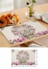 Table Mats de Pâques Fleurs aquarelle du tapis de mariée de mariée de vacances Placemat Placemat Accessoires de cuisine