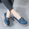Slippers Spilt Leather Women Casual Shoes Designer Flat Platform Loafers for Women Wedge Sneakers Slip on Ladies Moccasins Zapatos Mujer
