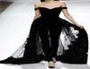 2020 Nouveau magnifique épaule noir robes de soirée combinaison de combinaison perle appliquée tulle overskirts robes de tapis rouge fête formelle DR5601487