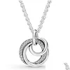 Colliers pendants Authentiques 925 Sterling Sier Hearts entrelacés Circle Pave Pave Moon Family Collier Infinity For Women Fashion JE DH3SN