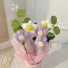 Fleurs décoratives 1 pc bouquet de folwer tissé à la main avec seau fleur artificielle plante en pot cadeau d'anniversaire ornement de bureau à la maison