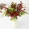 Fiori decorativi 2 pezzi natalizia artificiale rossa rossa rami mobili eleganti oggetti di mobili per ufficio EL