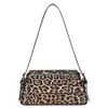 DrawString Leopard Underarm Shoulder Bags for Women Trend 2024 Vintage Leather Small Square Bag Högkvalitativ Fashion Söt handväska kvinna