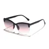 Solglasögon Y2K Vintage Half Frame Cat Eye Women For Men Punk Brand Designer Sun Glasses lyxiga rosa glasögon Hip Hop -nyanser