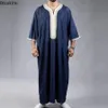 Mode muslimska män Jubba Thobes Arabiska Pakistan Dubai Kaftan Abaya -kläder Islamiska kläder Saudiarabien Svart lång blusklänning 240328