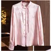 Camisas de blusas femininas ycmyunyan-satina para mulheres estilo chinês estilo chinês solto mangas compridas tops florais roupas moda moda primavera gota de verão otuyc