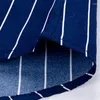 Herren -Casual -Shirts Herren Street Shirt Stripes Marine für Sommer 3/4 Ärmeln Polyester männliche Modekleidung 00519