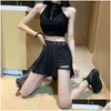 Jupes gothiques harajuku femmes plissées avec anneau de jambe noir hauteur jupe courte été punk décontracté mini 210311 drop livraison vêtements w dh9dm