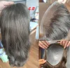 Toupees Erkek Toupee% 100 Avrupa İnsan Saç Değiştirme İsviçre Dantelli PU ile İnsan Saç Parçası 4#Renk Uzun Saç 12inch10x 8 "