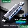 メモリカードリーダーUGREEN READER USB3.0 USB CからSD MICROSD TF THUNDERBOLT 3用PCラップトップアクセサリースマートカードリーダーアダプタードロップOTTMJ