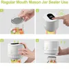 Electric-Mason-Jar-Vacuum-Sealer, Rechargeable Vacuum Sealer with LED Indicator for Food Storage and Fermentation, Black/White