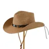 Boinas 1 PPC Hombres y mujeres Personalidad general Estilo bohemio Cowboy Handmade Straw Sombrero Playa Sunscreen