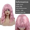 Perruques rose courte bob wave perruque épaule épaule perruques de cheveux ondulés avec une bangs perruque de vague synthétique naturelle pour les femmes noires cosplay utilisation
