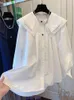 Bluzki damskie Superaen podwójnie warstwowy szyja Dollowa bawełniana koszula z długim rękawem Top Lose Lantern Mleeve Projekt 2024 Gwagsize