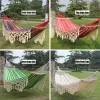 Möbler utomhus Tassel Hammock Portable Tjockning Hammock Bed for Backyard, veranda, vandring, camping, resor, mjukt vävt bomullstyg