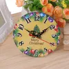 Wall Clocks Christmas Clock Xmas Party Decorative Round For Bedroom Living Room Without Battery