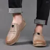 Casual Shoes Spring For Men Sneakers Fashion Soft Sole Walking Driving Classic Thick Slip-On Men's Leather