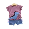 Roupas conjuntos de melario crianças roupas roupas de verão moda criança menino desenho animado dinossauro casual fantasias fofas 2pcs 1 4y 2104127026097 Drop dhle4
