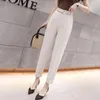 Pantaloni femminili primavera estate 2024 tasche harem formali in stile coreano ad alta vita ad alta vita da ufficio lady caviglia