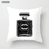 Designer black white pillowcase with classic letter logo print luxury fashionable square living room sofa square Pillow cover short plush cushion cover