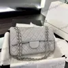 Kobiety luksusowy projektant marki jambsin cf pikowane torby na ramię srebrne łańcuch torebki crossbody podwójna klapa duża torebka kondensi 5 kolorów na damę 26x16 cm