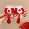 Girl's Chinese Capodanno Big Red Hair Clip Winter Ancient Hanfu Headwear per bambini Accessori per capelli in stile cinese per bambini Accessori per bambini senza marmellata di carta