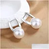 Boucles d'oreilles Stud Vintage Femme 925 Sterling Sier Round Pearl Small For Women Promise Love Wedding Jewelry Pendientes Bijoux Drop Deved Dhcuk