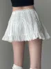 Urban Sexy Dresses Weekeep y2k Cute A-line Mini Skirt Streetwear Loose Lace Patchwork Solid White Basic Skirts Women Outfits Y2k Aesthetic Clothing 2443