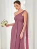 Simple Elegant Evening Dresses Long ALINE OneShoulder Strapless Gown 2024 BAZIIINGAAA of Chiffon Pink Bridesmaid Women Dress 240401