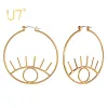 Earrings U7 Eye Circle Earrings Gold Plated Amulet Protection Lucky Fashion Jewelry Jewish Hoop Earrings for Women Girls