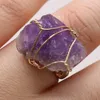 Bands anneaux Natural Druzy Stone Open Ring Gol