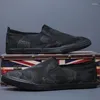 Scarpe casual tela maschile primavera estate per leisure antiscivolo con pilota che lavora in tela leggera slittamento traspirante su uomini scarpe#23009