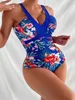 Women's Swimwear 2023 Dp V-Neck One Piece Sexy Swimsuit Print Swimwear Women Bathing Swimming Suit Female Padded Summer Beachwear Bodysuit Lady Y240402