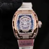 Guarda la data Richardmill Mens Mechanical Owatch Full Diamond con Skull Skull Dial Top Ten Brands Out